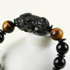 黑曜石虎眼石貔貅手鏈·來財系列 【首廟天壇天公廟開光加持】