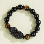 黑曜石虎眼石貔貅手鏈·來財系列 【首廟天壇天公廟開光加持】