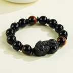 黑曜石虎眼石貔貅手鏈·來財系列 【首廟天壇天公廟開光加持】