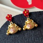 發財熊貓「馬上有福」福袋耳環耳釘【祈福加持】