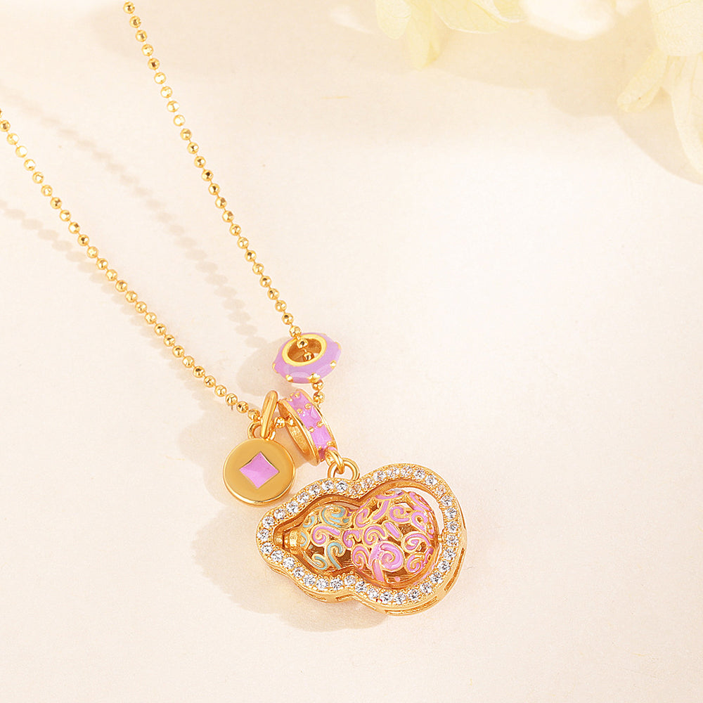 s925純銀珐琅「好運顺」祥云靈動葫蘆項鍊 【祈福加持】