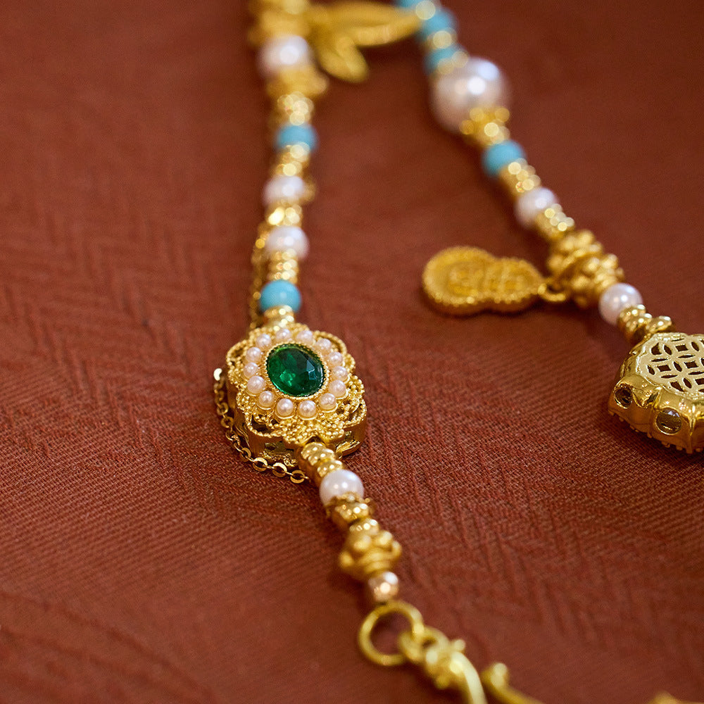 新中式多寶項鍊多寶珐琅配件錦鯉如意鎖項鍊「圓滿開運」【首廟天壇天公廟祈福加持】