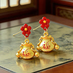 發財熊貓「馬上有福」福袋耳環耳釘【祈福加持】