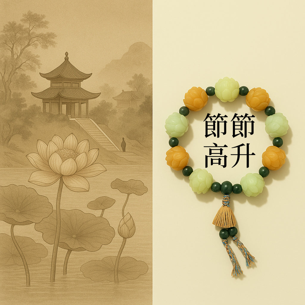 手工精雕漸變蓮花菩提蓮蓬手串「事業順系列」【台南首廟天壇天公廟祈福加持】