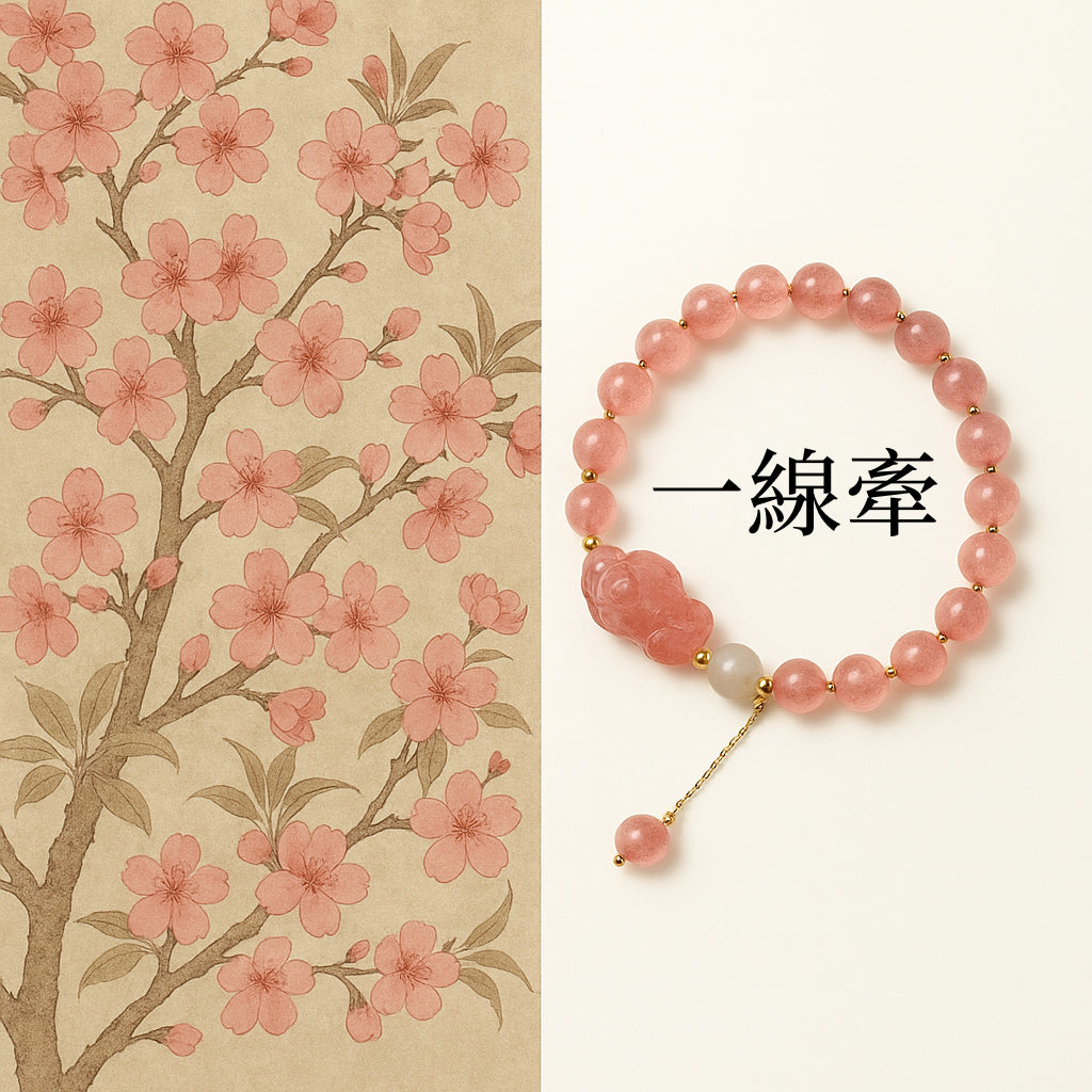 天然草莓晶可愛簡約狐狸手串「好姻緣」【首廟天壇天公廟祈福加持】