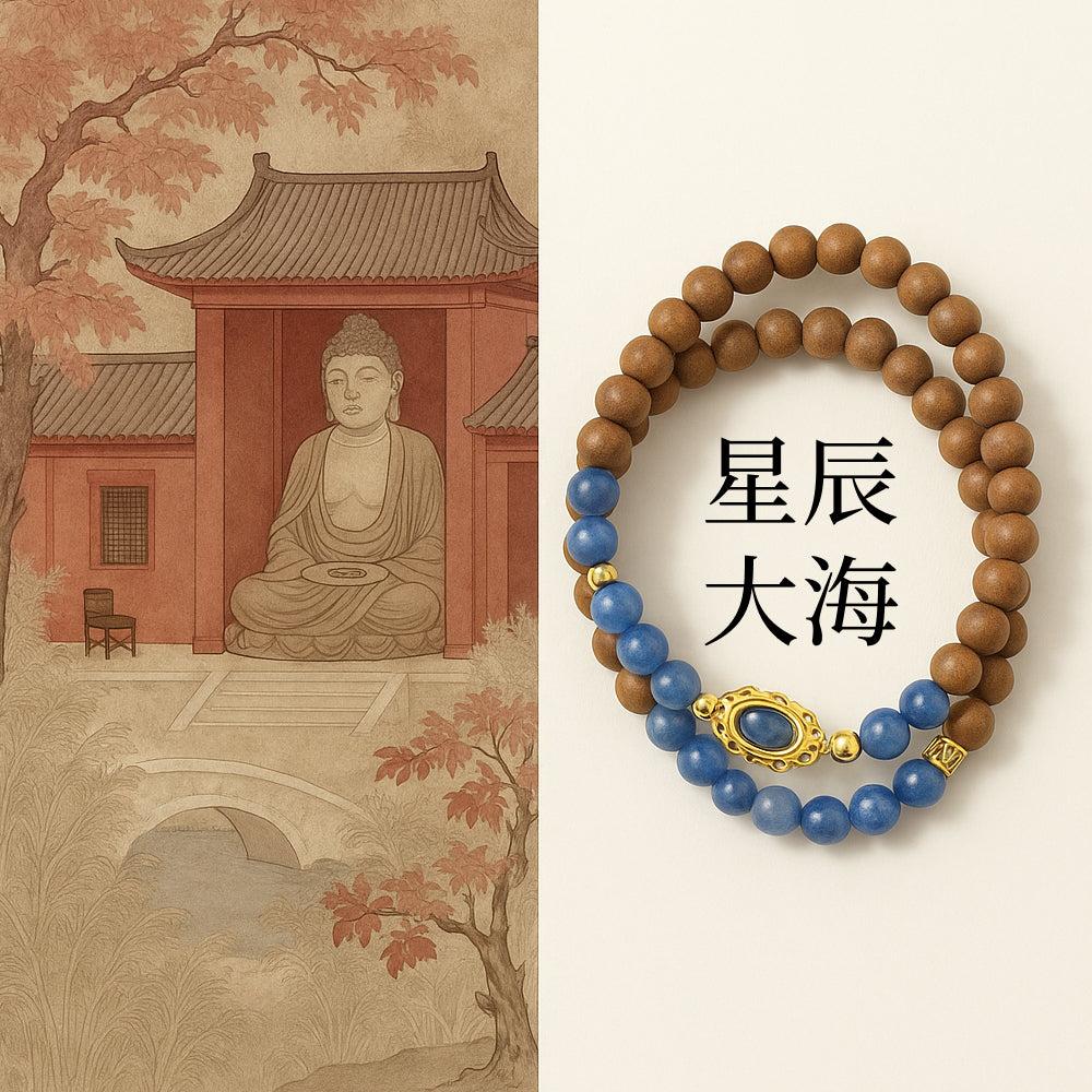 海水藍香香新中式雙圈手串「圓滿開運」【首廟天壇天公廟祈福加持】