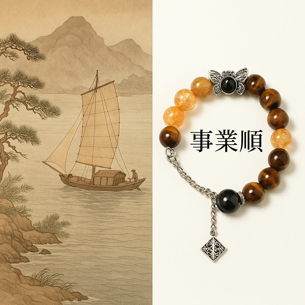 「事業順系列」天然水晶黃塔晶虎眼石微鑲蝴蝶手鏈 【台南首廟天壇天公廟祈福加持】