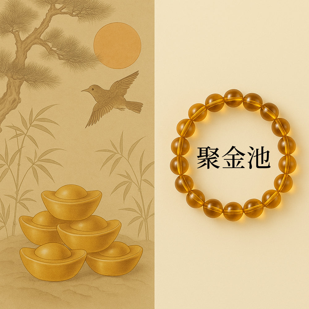 聚金池「來財系列」黃水晶手串天然淨體高檔手串轉運手鏈 【鹿耳門天后宮祈福加持】