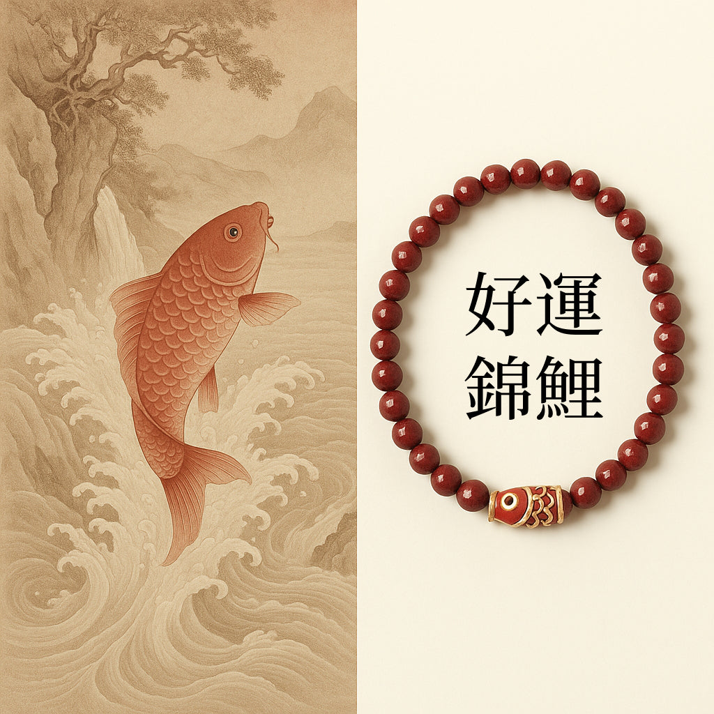 好運錦鯉天然朱砂手串「自在安心系列」蛇年本命年手鍊【首廟天壇天公廟祈福加持】
