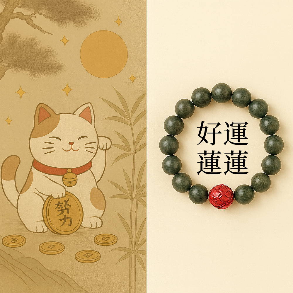 綠檀蓮花朱砂「平安順系列」手串 【鹿耳門天后宮祈福加持】