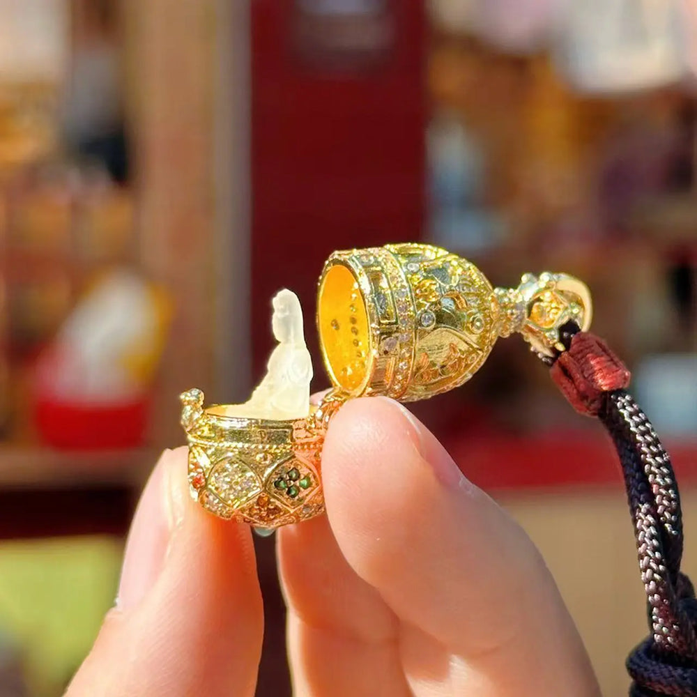 東魅花開見佛琉璃項鏈嘎烏盒復古合金項鏈隨身禮佛龕「自在安心系列」【首廟天壇天公廟祈福加持】