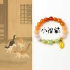 閩粵緋紅瑪瑙手串女和田玉貓咪「和田玉系列」【首廟天壇天公廟祈福加持】