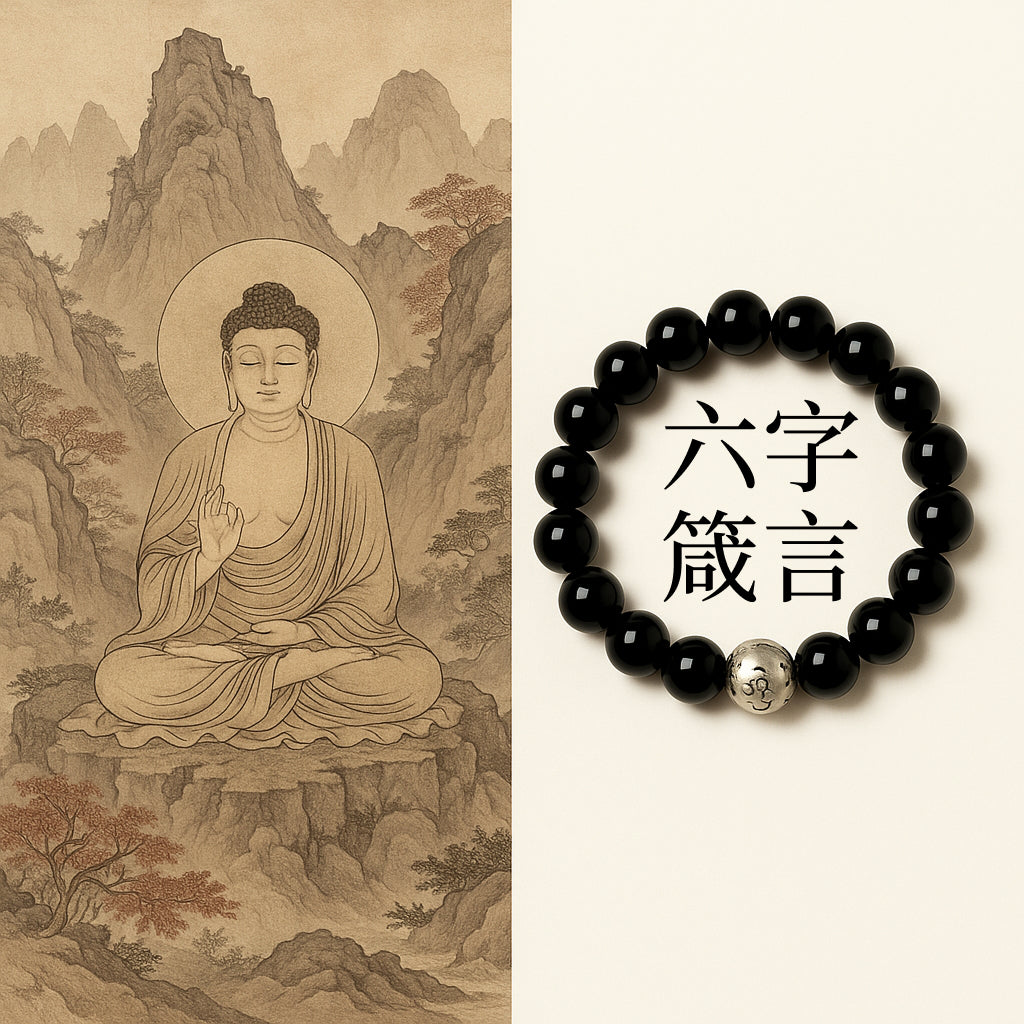烏金黑曜石六字真言手串「自在安心系列」【台南首廟天壇天公廟祈福加持】