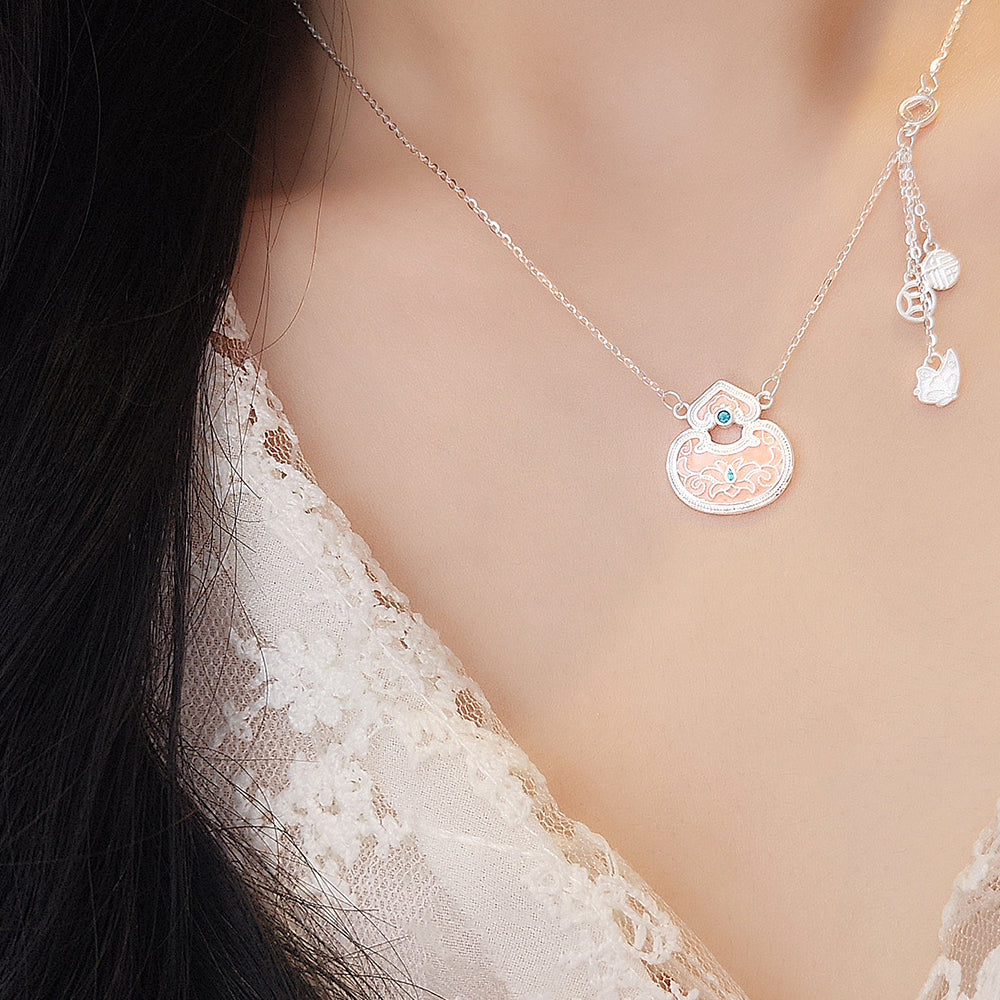 S925純銀古法宮廷風蓮花包項鍊「財源廣進」珐琅【祈福加持】