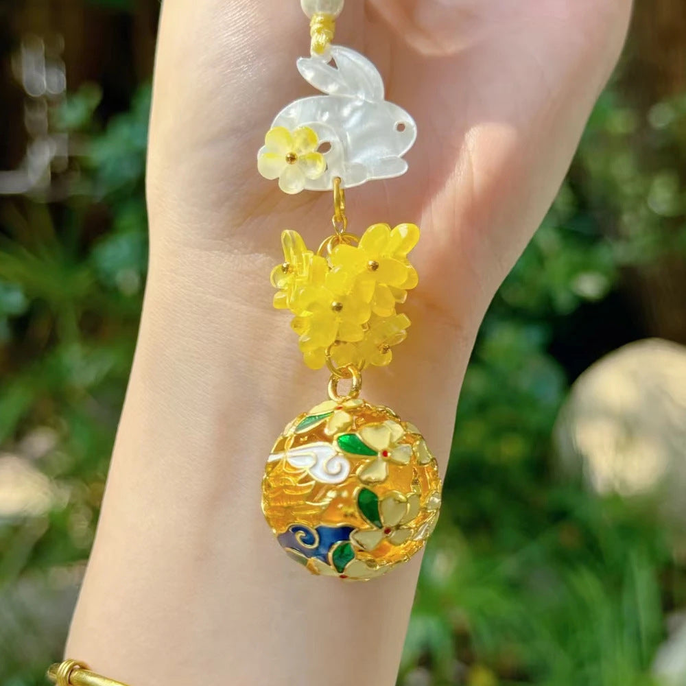 有錢花鈴鐺掛墜可愛富桂兔包掛車「財源廣進」【祈福加持】