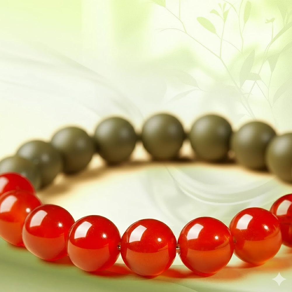 紅瑪瑙手串女款正品天然綠檀手鏈「和田玉系列」台南首廟天壇天公廟祈福加持