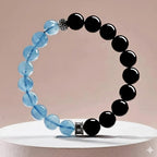 黑曜石海藍寶手串女款「自在安心系列」【台南首廟天壇天公廟祈福加持】