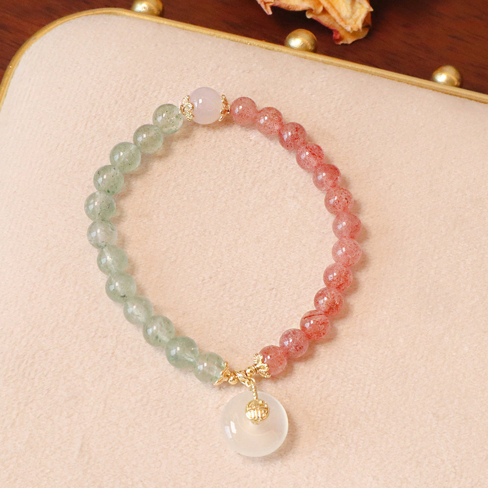 石榴石粉色水晶招桃花手串「好姻緣」【首廟天壇天公廟祈福加持】