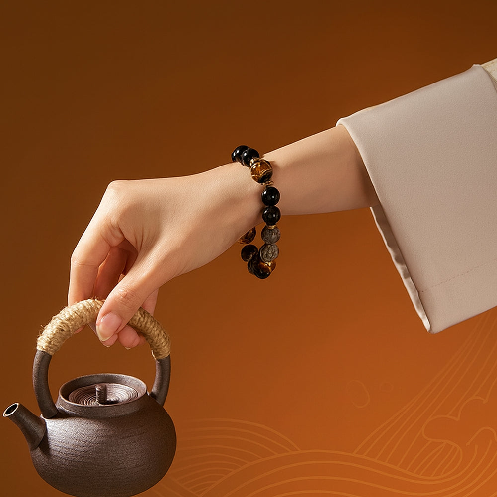 大聖手串火焰石琉璃悟空「事業順系列」天然黑曜石招財手鍊【台南首廟天壇天公廟祈福加持】