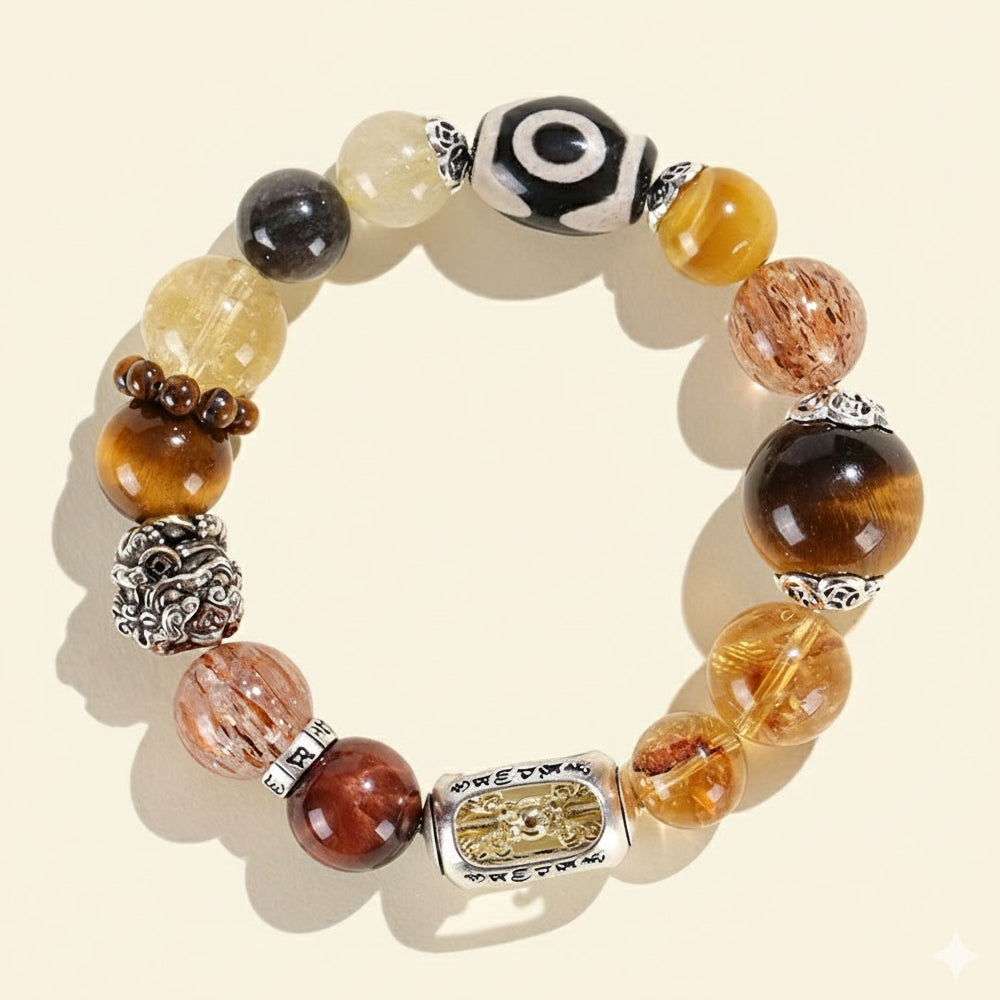 天然黃塔晶虎眼石「財運來」招財金霸大綜合手鍊【首廟天壇天公廟祈福加持】