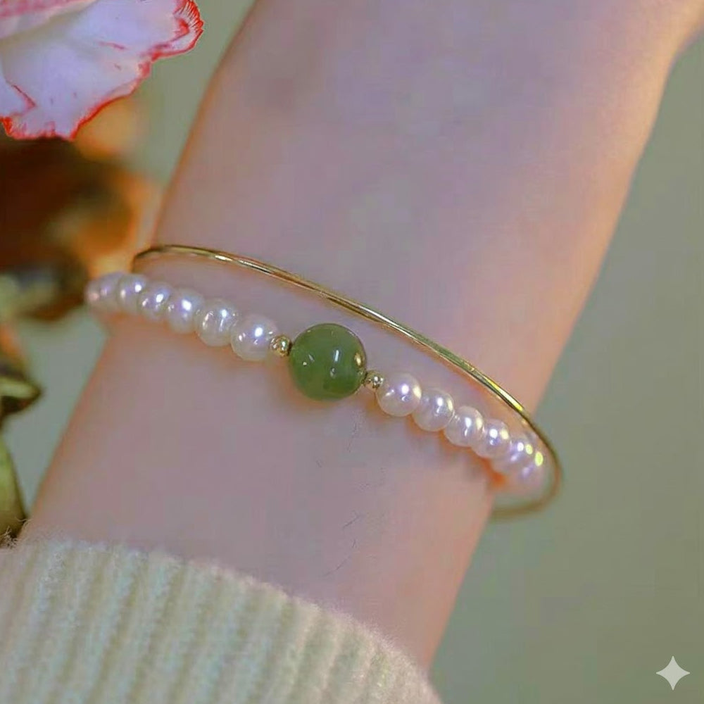 天然和田玉施家珍珠福牌手鏈「自在安心系列」【台南首廟天壇天公廟祈福加持】