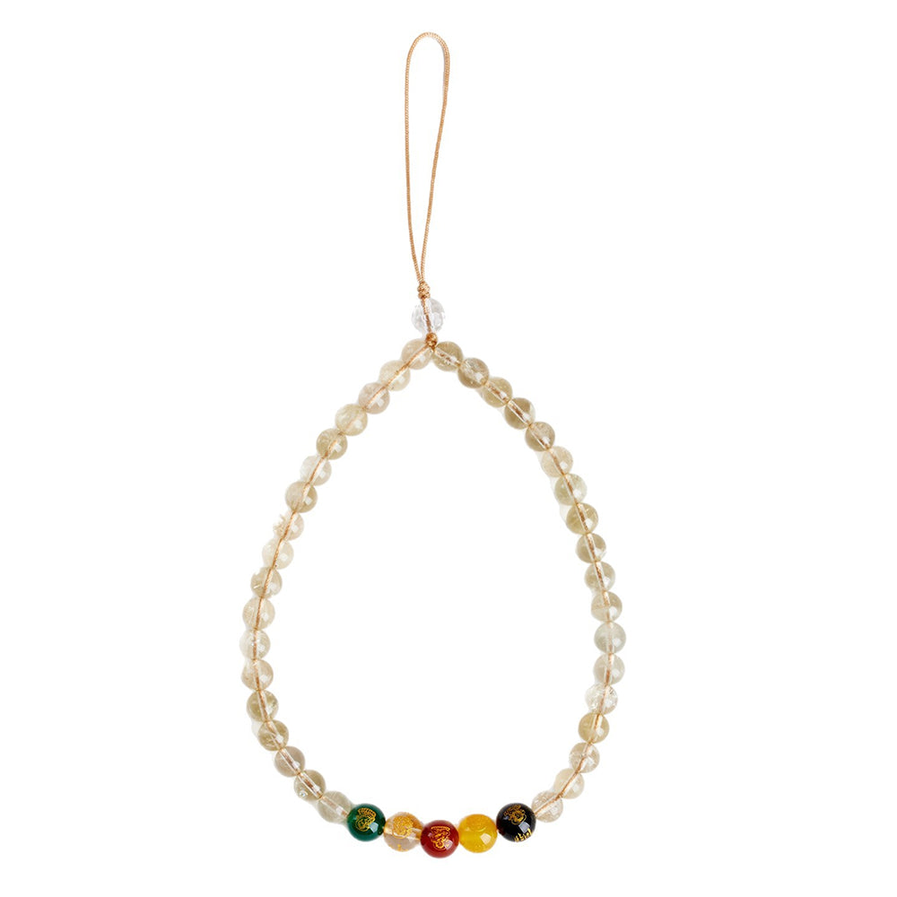 天然黃水晶五路財神手機鏈掛件「財運來」【首廟天壇天公廟祈福加持】