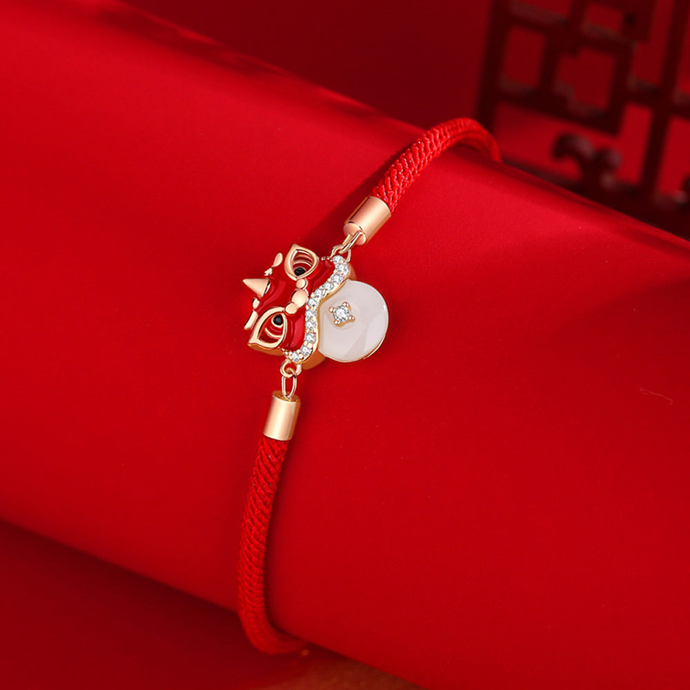 平安扣醒獅和田玉紅繩手鍊「和田玉系列」【首廟天壇天公廟祈福加持】