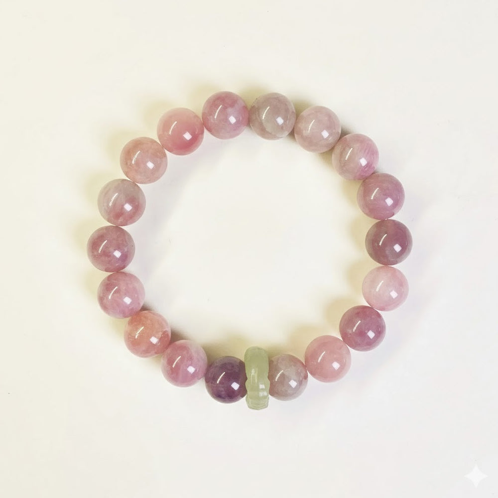 「好姻緣系列」紫馬粉水晶手鏈女芙蓉石手串和田玉 【首廟天壇天公廟祈福加持】