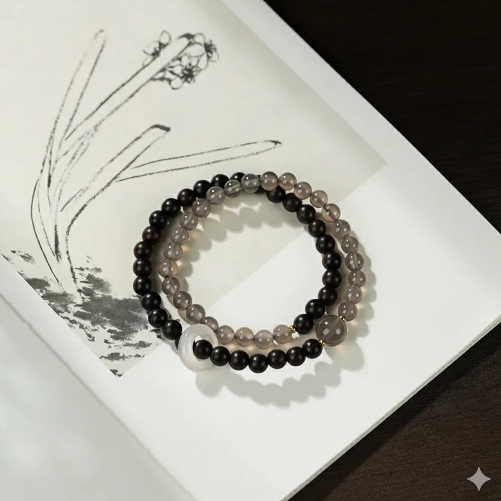 小葉紫檀灰瑪瑙手串「自在安心系列」【首廟天壇天公廟祈福加持】