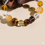 「來財系列」高級虎眼石白水晶手鏈紅膠花水晶串珠 【台南首廟天壇天公廟祈福加持】