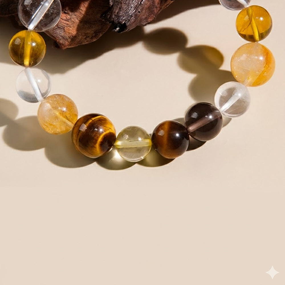 「來財系列」高級虎眼石白水晶手鏈紅膠花水晶串珠 【台南首廟天壇天公廟祈福加持】