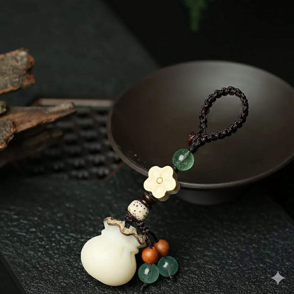 白玉菩提桃花福袋钥匙挂饰 · 開運掛飾「寓意好物系列」【佛光山祈福加持】