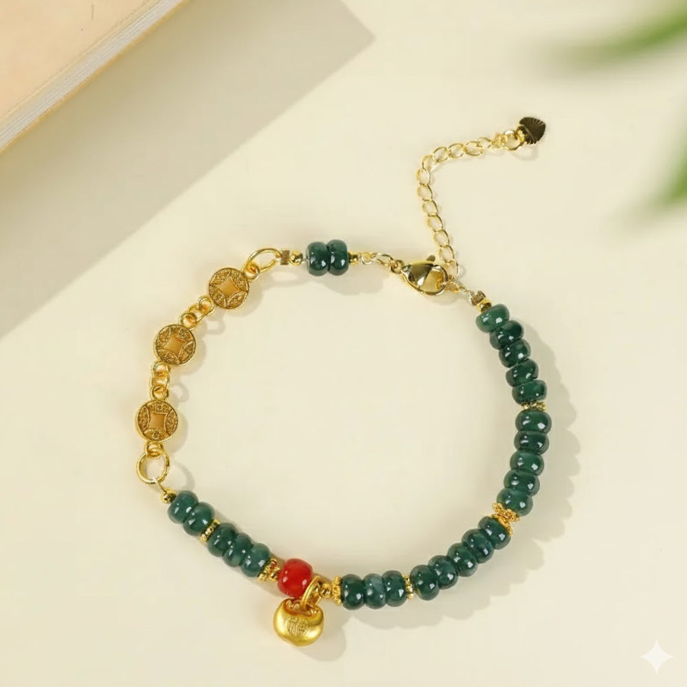 有求幣應「來財系列」翡翠手鍊瑪瑙三帝錢福袋手串手鍊 【台南首廟天壇天公廟祈福加持】