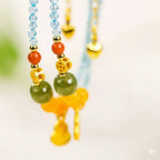 忘憂藍輝「好運系列」托帕石手鏈藍托帕蜜蠟南紅珠大吉手鏈女 【佛光山祈福加持】