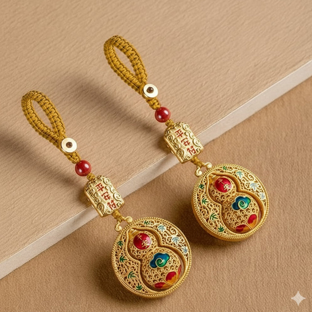 沙金平安葫蘆鑰匙扣汽車鑰匙掛件「財運來」【首廟天壇天公廟祈福加持】