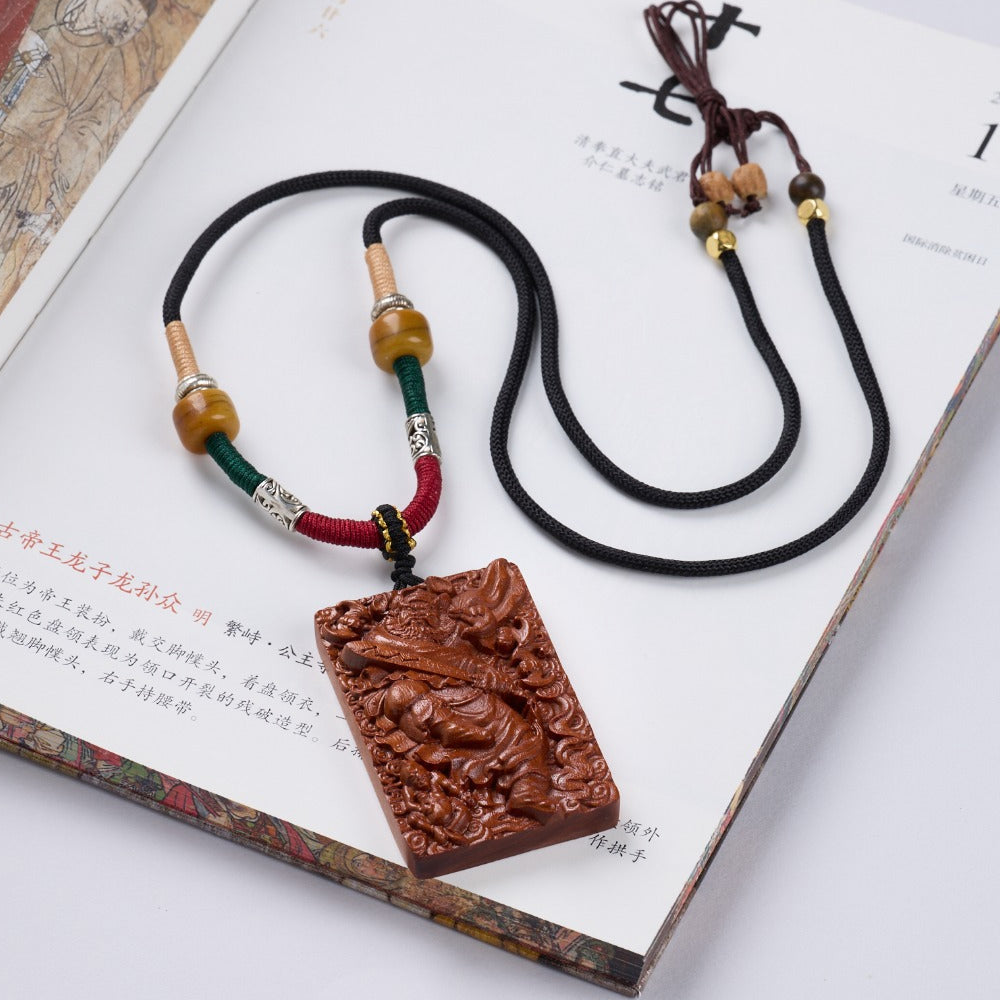 天然雷擊棗木「好運顺」無事牌項鍊天師鍾馗吊墜【祈福加持】