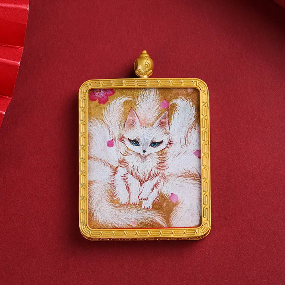 唐卡吊墜民族風合金電鍍印刷尼泊爾狐狸畫盒「好姻緣」【首廟天壇天公廟祈福加持】
