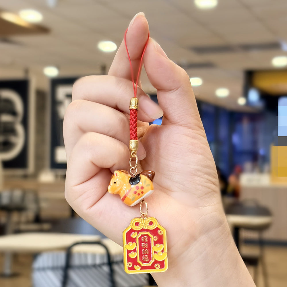 2026馬年陶瓷精美手機掛繩「馬上有福」吊墜平安喜樂 【祈福加持】