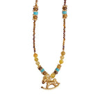 虎眼石「馬上有錢」木馬吊墜項鍊【祈福加持】