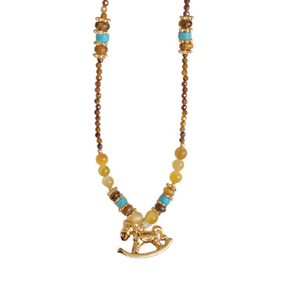 虎眼石「馬上有錢」木馬吊墜項鍊【祈福加持】