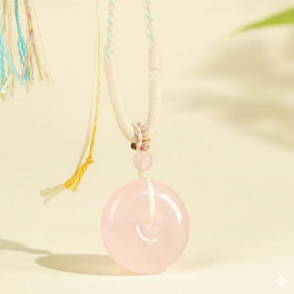 粉黛「好姻緣系列」粉水晶項鍊吊墜流蘇項鍊 【台南首廟天壇天公廟祈福加持】