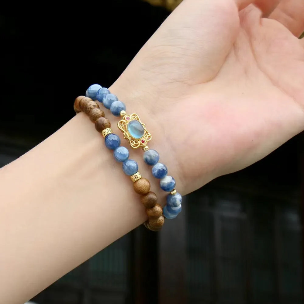 海水藍香香新中式雙圈手串「圓滿開運」【首廟天壇天公廟祈福加持】