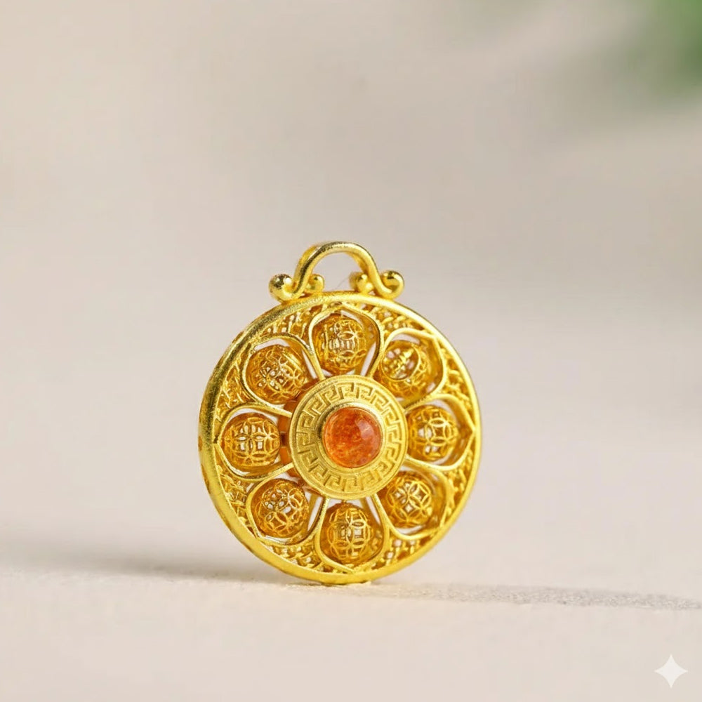 越轉越有「事業順系列」項鍊吊墜 掐絲八寶吉祥鏤空可轉動 【鹿耳門天后宮祈福加持】