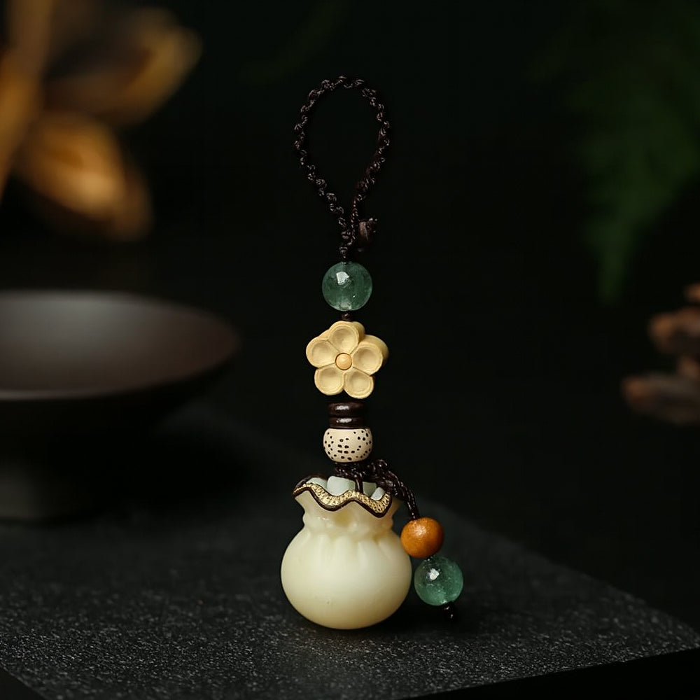 白玉菩提桃花福袋钥匙挂饰 · 開運掛飾「寓意好物系列」【佛光山祈福加持】