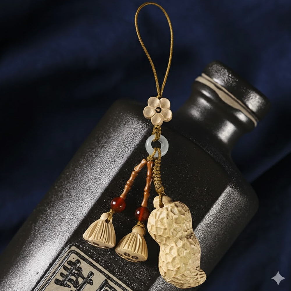 好事花生子孫滿堂手工編織手機鏈掛飾掛件「自在安心系列」【台南首廟天壇天公廟祈福加持】