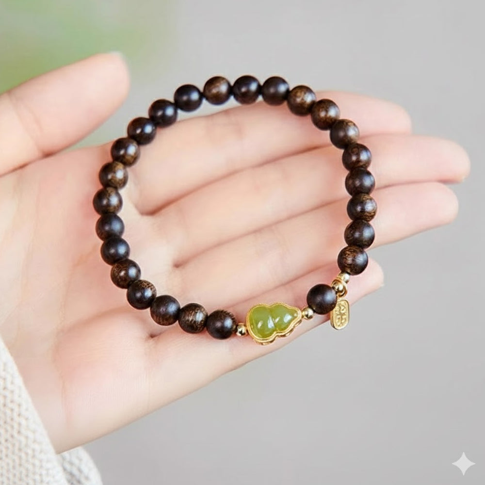 小葉降真香碧玉蜜蠟手鏈「圓滿開運」【台南首廟天壇天公廟祈福加持】