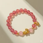 天然黃塔水晶串珠手鏈女粉水晶「財運來」【首廟天壇天公廟祈福加持】