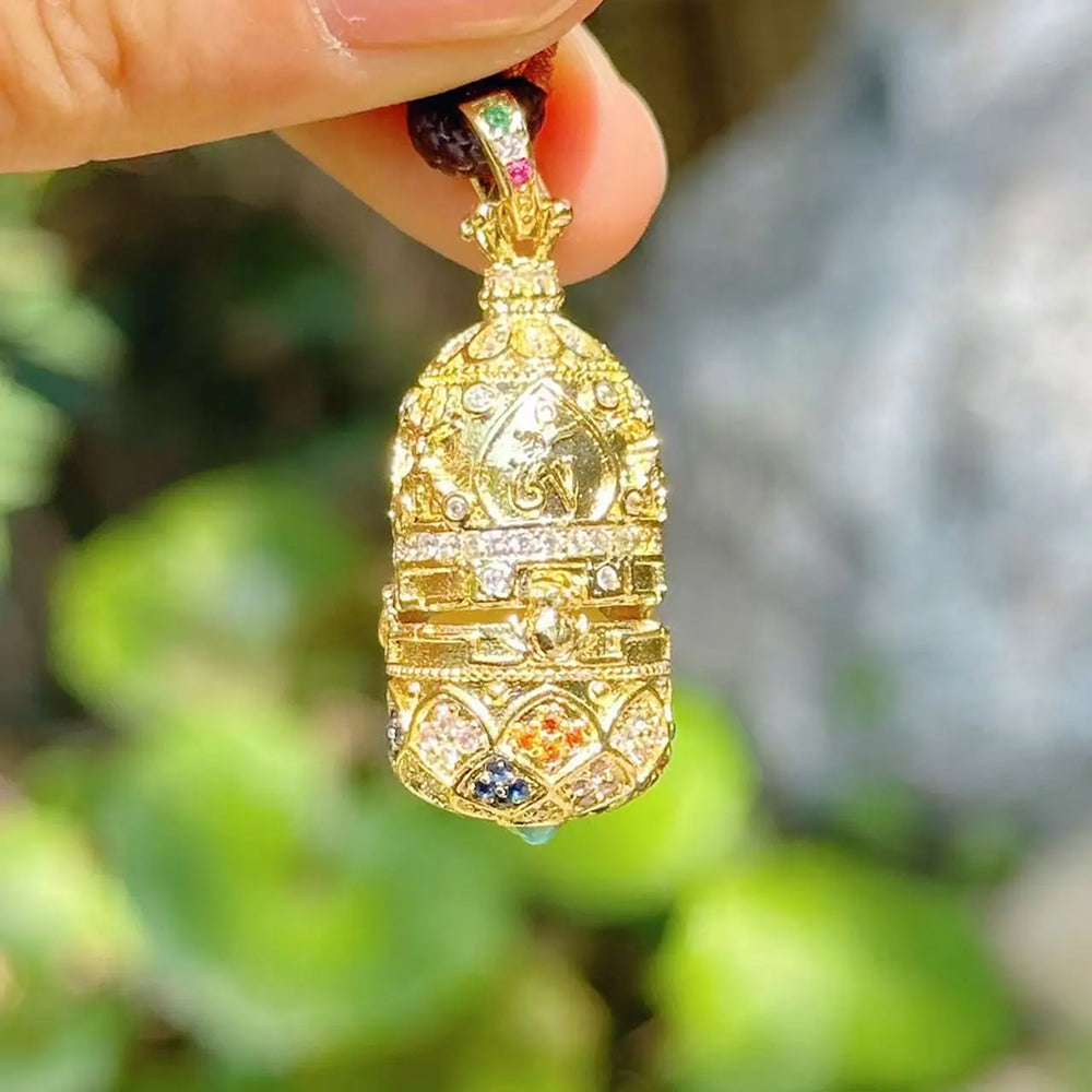 東魅花開見佛【藥師佛】琉璃項鏈嘎烏盒復古合金項鏈隨身禮佛龕「自在安心系列」【首廟天壇天公廟祈福加持】