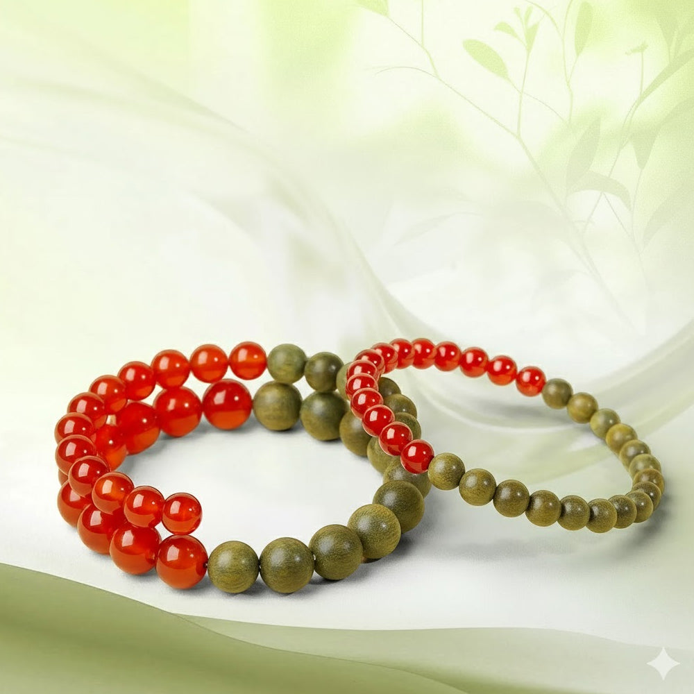 紅瑪瑙手串女款正品天然綠檀手鏈「和田玉系列」台南首廟天壇天公廟祈福加持