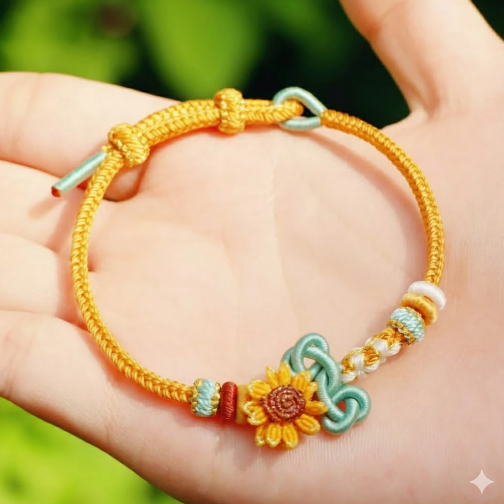 文昌結一舉奪向日葵鏈手工編織手繩「開智系列」【台南孔廟祈福加持】